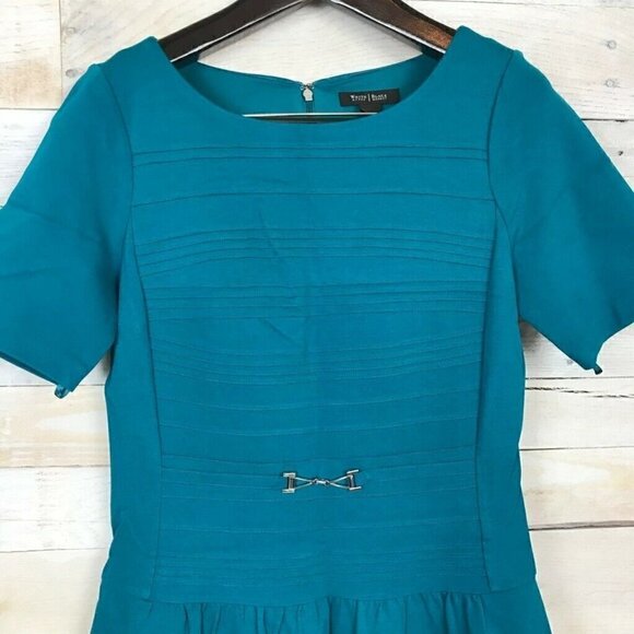 White House Black Market A Line Dress Blue 10 - Picture 2 of 5